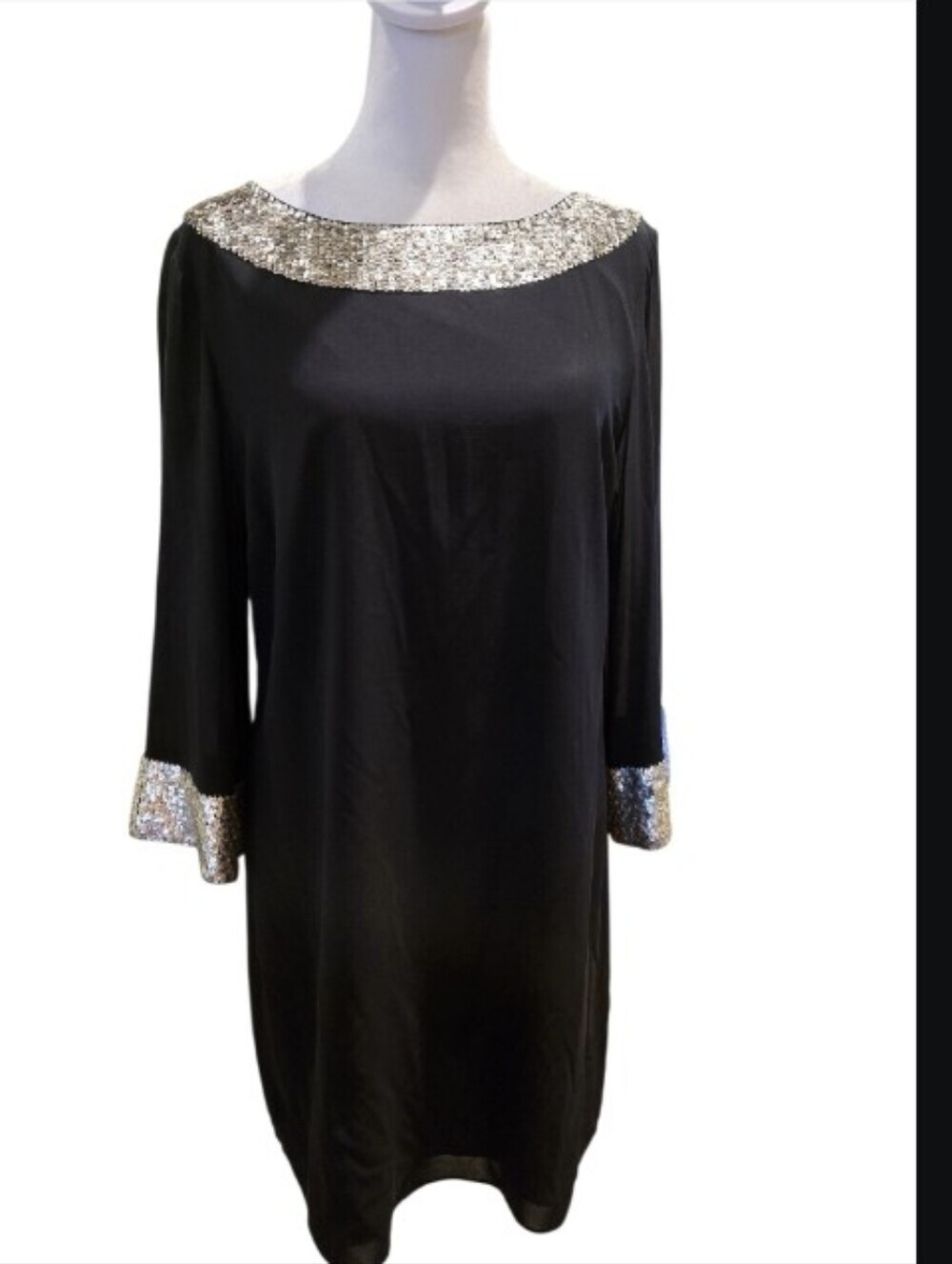 Alice + Olivia Black Tunic with Gold Sequin Trim